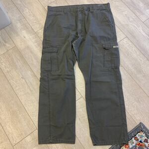 Wrangler Dark Grey Straight Leg Y2K Distressed Carpenter Pants Streetwear 40x30